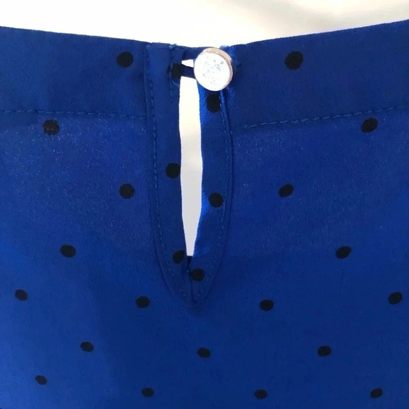 Merona Black Pin Dot Royal Blue Office Top - Picture 4 of 5